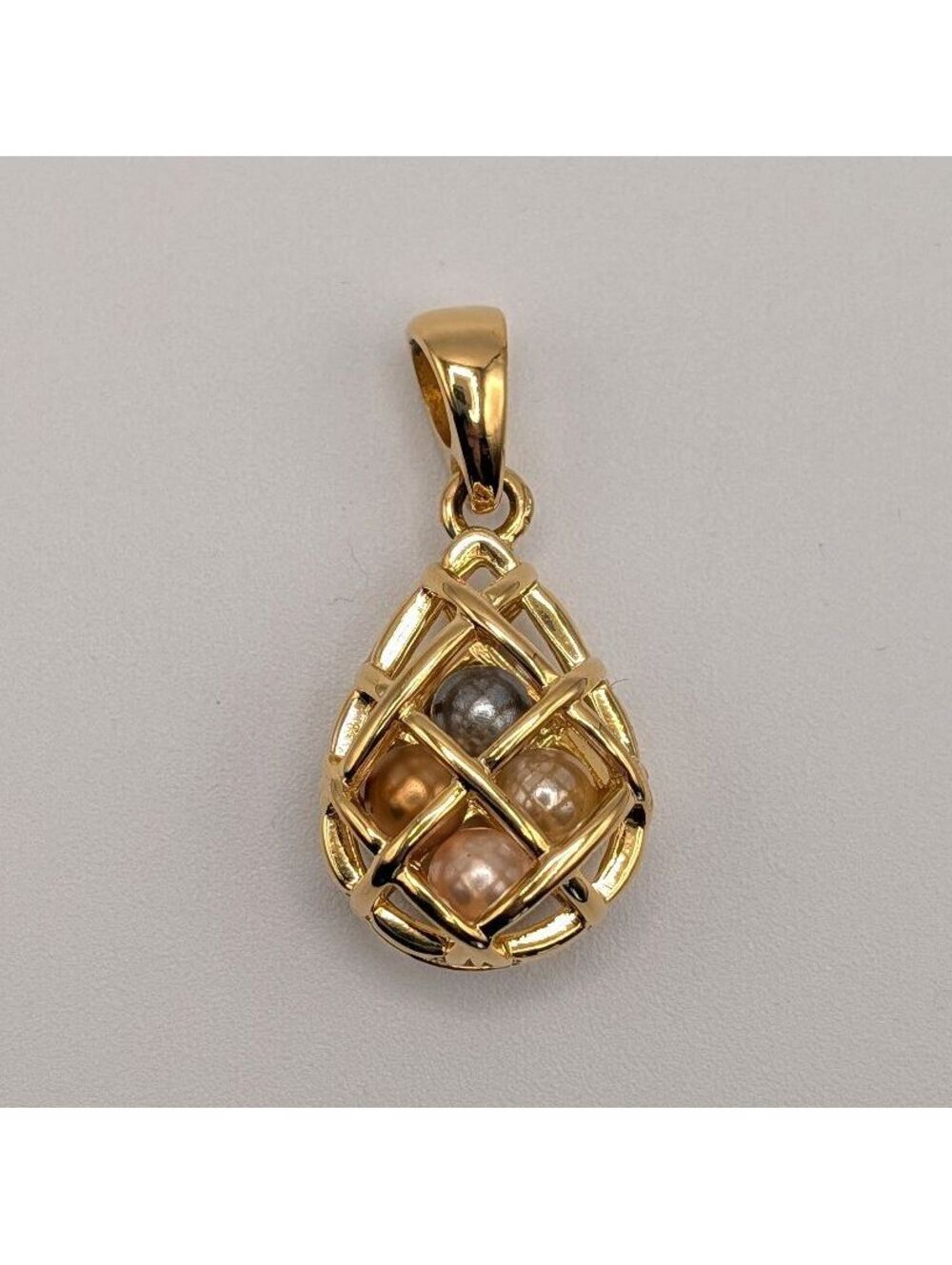 Vintage Joan Rivers Gold Tone Pendant with Colored Pearls